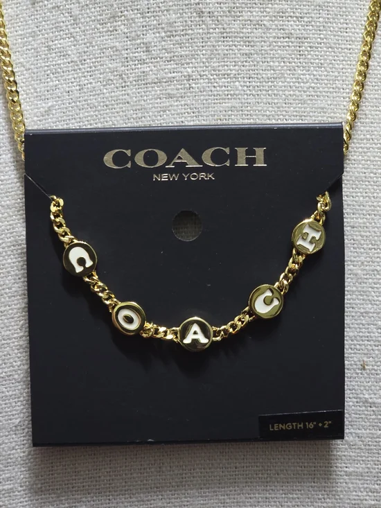 Coach Gold-Tone Letter Necklace - Picture 2 of 5
